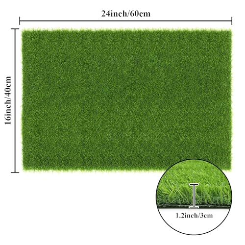 SHACOS Artificial Turf Door Mats 24"x36" Indoor/Outdoor 1.2" Pile Height Fake Grass Mats with Drainage Holes for Small Dogs & Decor