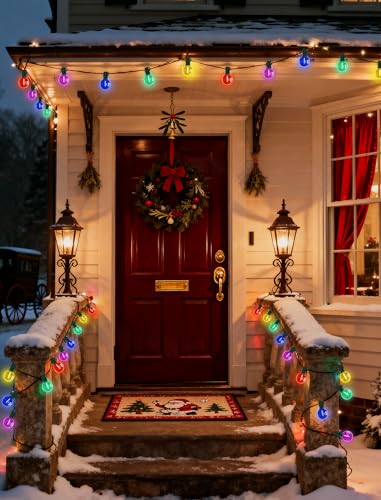 25Ft LED Christmas Outdoor String Lights, G40 Globe Lights with 27 0.6W Clear Multicolor Bulbs, Vintage Christmas Lights for Holiday Party Backyard Wedding Garden Patio Porch Decor, Green Wire - color: Clear Multicolor, size: 25Ft