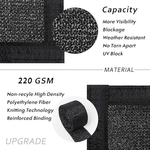 UPGRADE Privacy Screen 6' x 50' Fence Commercial 220GSM Fence Panel with Brass Grommets Heavy Duty Perfect for Outdoor Back Yard, Black, Customizable - color: Black, size: 0 6' x 5 0' 220 GSM