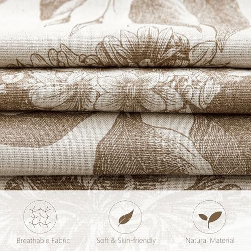 Foindtower Set of 2 Linen Floral Throw Pillow Covers Vintage Accent Print Decorative Cushion Covers Farmhouse Boho Home Decor for Sofa Chair Couch Bedroom Living Room,20×20 Inch,Light Brown - color: Light Brown, size: 20" x 20" (Pack of 2)