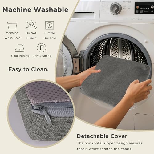 AddGrace Anti-Slip Bar Stool Cushions Square Bar Stool Seat Cushions with Ties Set of 4 Small Square Chair Pads with Machine Washable Cover 12"X12"X2" (Dark Grey) - color: Dark Grey