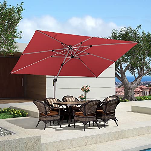 PURPLE LEAF Rectangle Patio Umbrella 9' X 12' Large Cantilever Umbrella, Terra - color: Terra, size: 9' X 12'