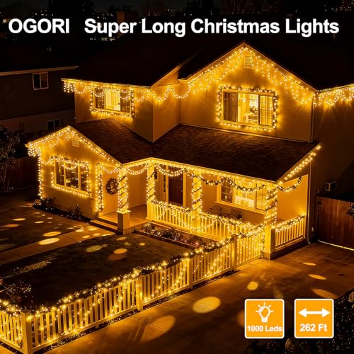 OGORI 262FT 1000LED Fairy Lights Outdoor, Warm White Fairy String Lights 8 Modes Remote & Timer, IP67 Waterproof Fairy Tree Lights for Bedroom, Wedding, DIY, Centerpiece, Christmas Decorations - color: Warm White, size: 262FT 1000LED