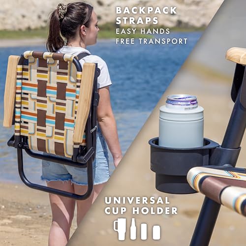 GoSports WOVN Beach Backpack Chair - 9 Styles Available - Premium Folding Camping Chair - color: Drifter
