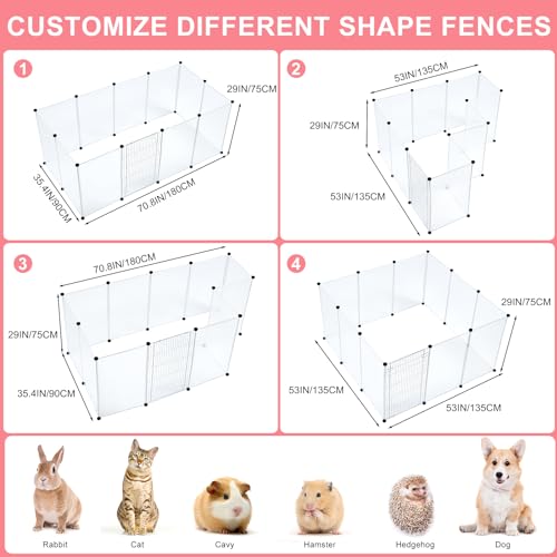 BRIAN & DANY Dog Playpen Portable for Small Animals, Dog Play Pen Indoor, Transparent Pet Playpen for Puppies, Cats, 70.8" L x 35.4" W x 29.5" H - style: 70.8"L x 35.4"W x 29.5"H