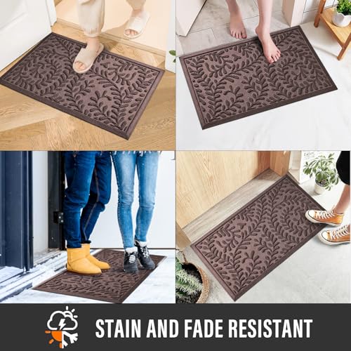 HIYARD Front Door Mat, Absorbent Dirt Trapping Welcome Door Mat Indoor Outdoor, Non Slip Entry Mat, Indoor Outdoor Door Mats, Fade Resistant, Low Profile Doormat for Entryway, 29×17, Coffee - color: Coffee, size: 1'5" x 2'5" (Rectangular)