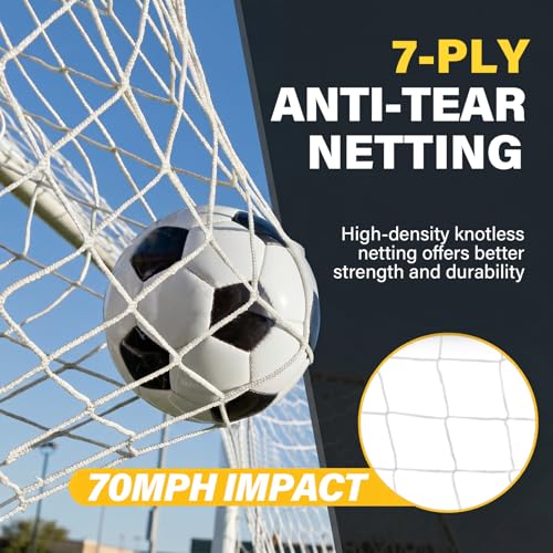 12x6FT Soccer Goal for Backyard Portable Net Collapsible Metal Base,Sports Training Equipment Quick Set Up Soccer Net for Indoor Outdoor Practice Training With 1 Carrying Bag,4 Guy Ropes 8 Ground Pegs