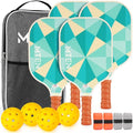 Pickleball Paddles Set of 2 or 4, or Single Paddle – USAPA Approved Fiberglass Surface Pickleball Rackets Set for Men & Women - color: Lake white*4