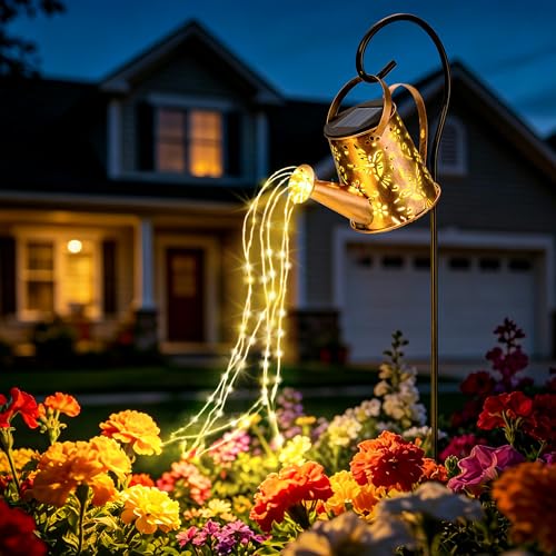 Solar Watering Can Lights, Waterproof Garden Solar Outdoor Decorative Lights, Metal Hanging Lights for Patio Yard Backyard, Gardening Birthday Gifts for Mom Grandma Women - size: Standard - 1 Pack