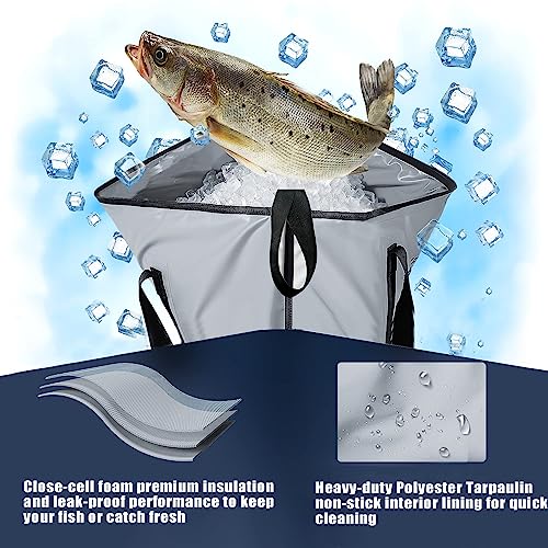 Buffalo Gear Insulated Fish Cooler Bag Portable Fish Kill Bag Keep Ice-cold More Than 48 Hours - color: Grey, size: 40x18in