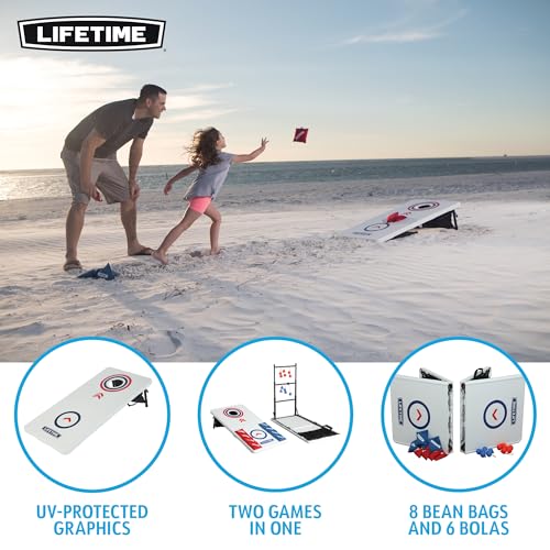 Lifetime Heavy Duty Cornhole, Ladder Golf Game and Table Combo Set