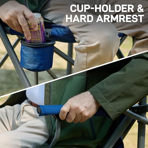 EVER ADVANCED Tall Camping Directors Chair with Cup Holder 31", Bar Height Folding Chair for Camping, Sports with Carry Bag, Mesh Pockets and Footrest, Heavy Duty 300 lbs, Blue - color: Blue, style: Fabric