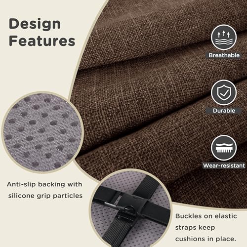 AddGrace Anti-Slip Bar Stool Cushions Square Bar Stool Seat Cushions with Ties Set of 4 Small Square Chair Pads with Machine Washable Cover 12"X12"X2" (Coffee) - color: Coffee