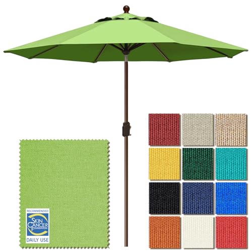 EliteShade USA 10-Year-Non-Fading 9Ft Market Patio Umbrella, UPF 50+ UV Protection Performance Sun Umbrella, Heavy Duty Commercial Grade Outdoor Table Umbrella with Crank & Tilt, Windproof Vented Top for Garden, Pool, Deck and Outdoor Playsets, Macaw Gree