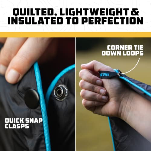 Wise Owl Outfitters Outdoor Camping Blanket – Lightweight Packable Puffy Quilt for Backpacking, Hiking & Travel – Warm Water Resistant Blanket for Cold Weather Camping - color: Black