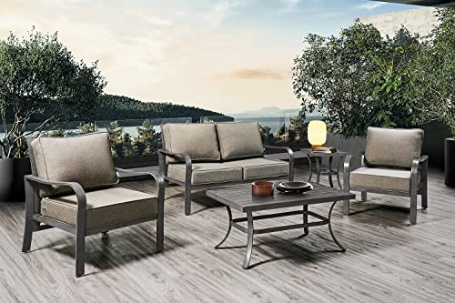 ARTPLAN Deep Seat Outdoor Patio Chair Cushions,2-Piece Seat and Back Cushion Set 24x24x6 and 18x24 Inches,Square, Khaki - color: Khaki
