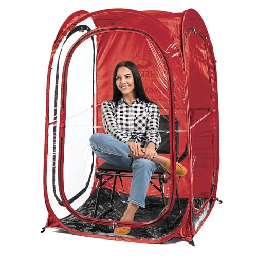 WeatherPod® Pop-Up Sports Tent 1-2 Person – Instant Setup MyPod™ Original Shark Tank All-Weather Pod Shelter for Outdoor Sports, Rain, Wind & Cold - color: Red, size: Large