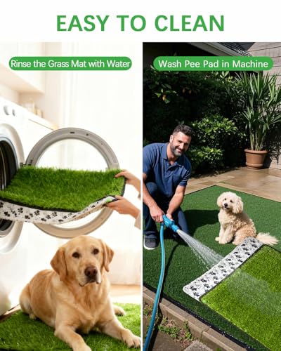 Grass Pee Pads for Dogs, 38×23", Reusable & Washable Dog Pee Pad for Large Pet, Replacement Puppy Training Turf Mat, Dog Potty Pad Artificial Grass, Indoor, Porch, Balcony, Patio, Travel