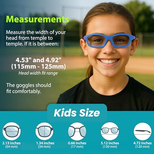 BLUE CUT Kids Sports Protection Goggles – Photochromic Safety Glasses for Children, Basketball, Baseball & Outdoor Sports - color: Blue/Pink Photochromic- Kids Size
