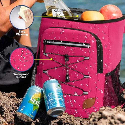 Backpack Cooler Insulated Leak Proof, Lightweight Soft Sided Cooler Backpack for Men Women, Waterproof Beach Cooler Bag Lunch Backpack for Camping Hiking Picnic Fishing Travel Outdoor - color: rose, size: 36 Cans
