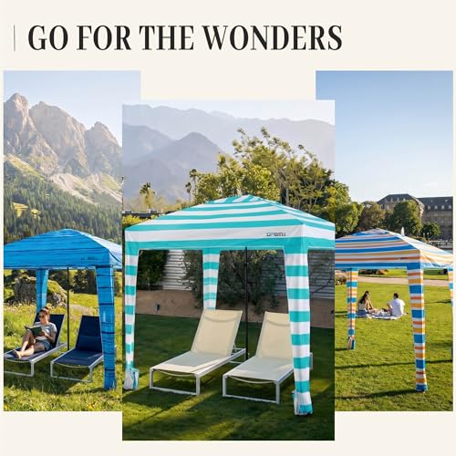 UPWELL Beach Tent Easy Set Up Canopy Sun Shelter Shade with UPF 50+UV Protection Portable Beach Umbrella Outdoor Sunwall with Sand Pockets for Fishing Backyard Camping(Deep Sea Blue) - color: Mint Sorbet