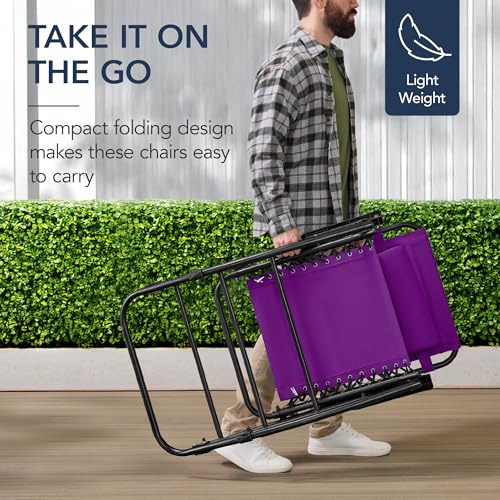 Best Choice Products Outdoor Zero Gravity Rocking Chair, Folding Reclining Patio Lounge Chair with Adjustable Pillow for Lawn, Beach, Camping - Amethyst Purple - color: Amethyst Purple