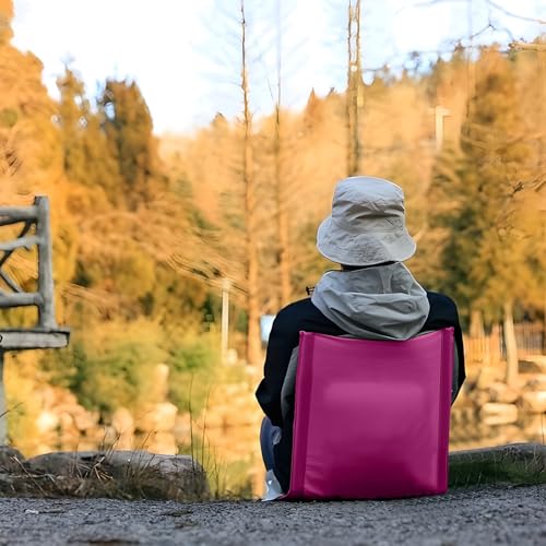 Folding Stadium Seat Cushion with Backrest, Portable Bleacher Pad for Camping, Fishing,15.8'' x 16.5'',Lightweight Chair with Backrest for Outdoor Sports and Concerts (Rose Pink) - color: Rose Pink