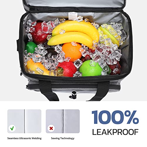 Maelstrom Portable Collapsible Soft Cooler Bag – 24/30/60 Cans Double-Deck Leakproof Ice Chest for Beach, Camping & Grocery - color: Grey, size: 24 Can