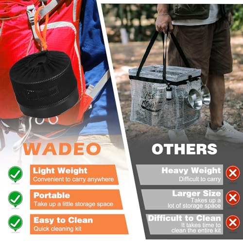 WADEO Camping Cookware Mess Kit with 7200W Camping Stove, 14PCS Non-Stick Camping Pot Pan Set with Stainless Steel Fork Knive Spoon for Camping Backpacking Hiking Outdoor Cooking and Picnic
