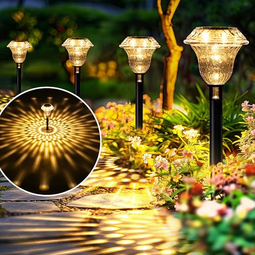 SOLPEX Solar Pathway Lights Garden Decor for Yard, Garden Lights Solar Powered Waterproof Landscape Lighting, Solar Outdoor Lights Porch Decor for Path Walkway Driveway (8 Pack Warm White) - color: Warm White, size: 8 PACK