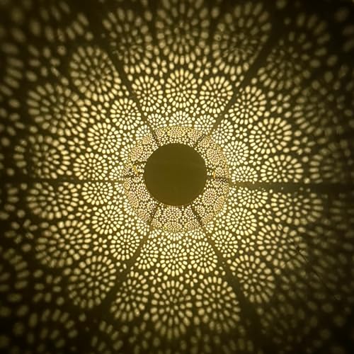 Solar Lanterns Outdoor Hanging 2 Pack, Waterproof Metal Garden Lights with Polka Dot Cutout Design, Dusk to Dawn Auto On/Off LED Decorative Lamp for Patio Porch Yard Tabletop, Shiny Gold - color: Shiny Gold Polka Dot