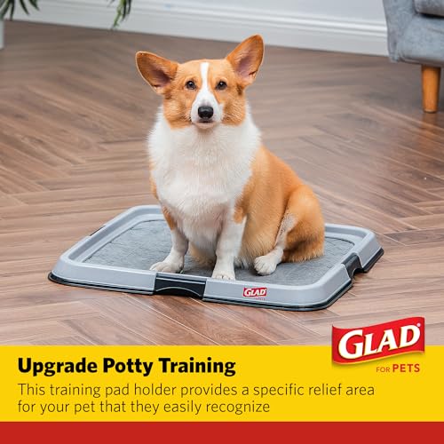 Glad for Pets Puppy Potty Training Pad Holder for Disposable Pads - Puppy Potty Tray, Dog Potty Training Tools for Indoor Pee Pad Station, Potty for Dogs - Fits 23" x 23" or 17.5" x 23.5" Pads