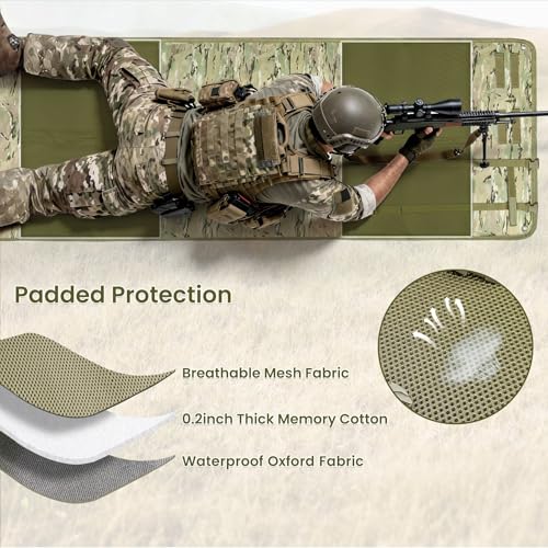 Shooting Mats Prone Padded,Extra Large Tactical Training Shooting Mat for Range Shooting & Hunting, Compact Foldable Water-Resistant Anti-Slip Base with Carry Strap Hunting Mat - color: Multi Camo