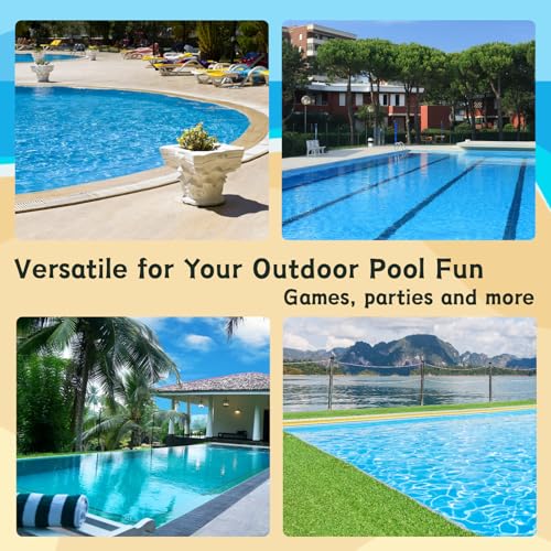 Pool Volleyball Net Replacement 15/20 Ft Extended Length 15Ft-26Ft /20Ft-32Ft Adjustable with Heavy Duty Steel Buckle Upgraded Waterproof & Durable Nylon Straps for Swimming (Net Only) - size: 15x3 FT