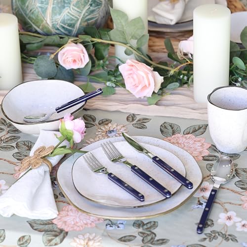 ANNOVA Silverware Set, Retro/Rivet Colorful Stainless Steel Tableware Kitchen Flatware Set Utensils, Includes Dinner Knives, Forks, Spoons, Salad Forks & Dessert Spoons (Navy Blue, 10 Pieces) - color: Navy Blue