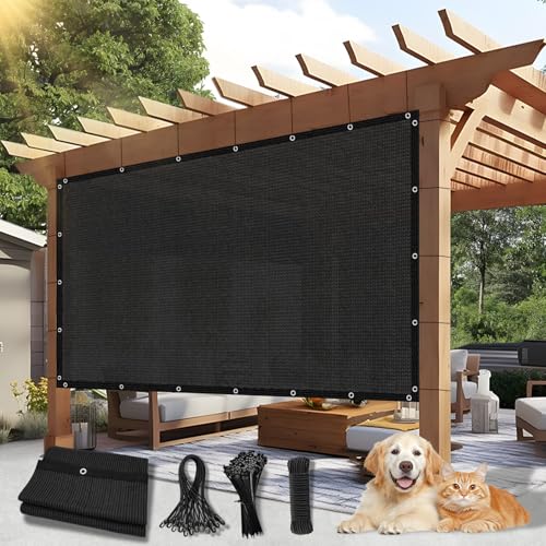 90% Outdoor Sun Shade Cloth, 6'×8' Pergola Shade Cover with Grommets, Privacy Screen Sunshades for Patio Garden Backyard Plant, Black - color: Black, size: 0 6 X 0 8 FT