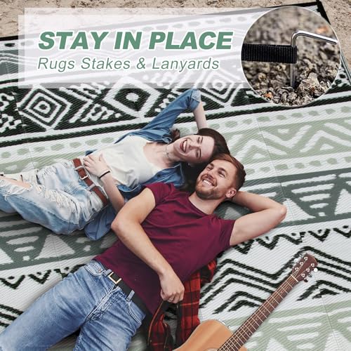 Lahome Outdoor Rug Waterproof, 5x8ft Reversible Outdoor Plastic Straw Rug for Camping, RV Patio Rugs Outside Carpet for Porch Deck Backyard Balcony Picnic(Grey/Black,5'x 8') - color: Black/Grey, size: 5'x8'
