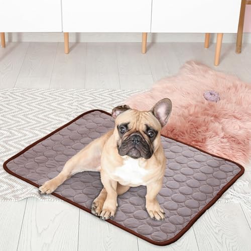 Cooling Pet Mat - Dog Summer Pad, Non-Slip Gel Comfort | Self-Cooling Puppy Cushion, Foldable Bed Blanket, Washable Crate Rest, Portable Kennel for Hot Weather - color: Coffee, size: M