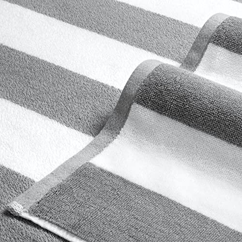 Bornbay Large Beach Towel Oversized - 40"X70" Big Mens Beach Towesl, Extra Large Thick Gray Beach Towels, XL Wide Fluffy Swimming Towel Oversize, Giant Stripe Cotton Pool Towel for Adults - color: Silver Gray