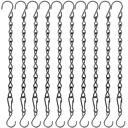 YINGFENG 10 Pack 9.5 Inch Black Hanging Chains, Garden Plant Hangers for Hanging Bird Feeders, Billboards, Chalkboards, Basket, Planters, Lanterns, Wind Chimes and Decorative Ornaments Etc. - color: Black, size: 9.5 in