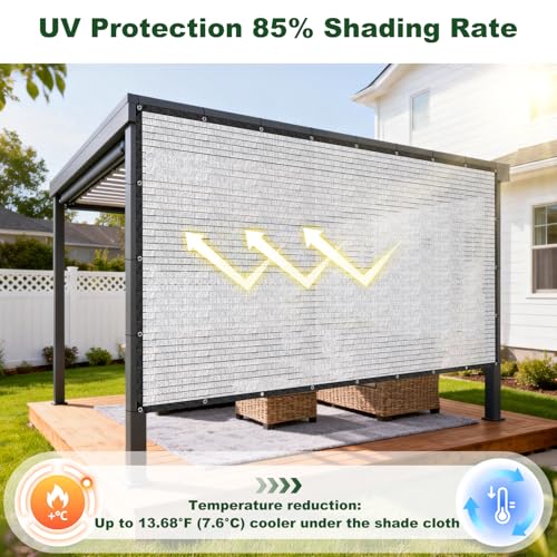 Aluminet Shade Cloth, 10x12FT, 85% Heat Reflective Tarp for Blocking Sun with Reinforced Stainless Steel Grommets for Pergola Shade Cover, Garden, Cars, Dog Kennel - color: 85% Shading Rate, size: 10x12 FT