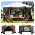 VEVOR Pop Up Gazebo Screen Tent 6 Sided Canopy Sun Shelter with 6 Removable Privacy Wind Cloths & Mesh Windows, 11.5x11.5FT Quick Set Screen Tent with Mosquito Netting, Brown - color: Brown, size: 11.5x11.5ft