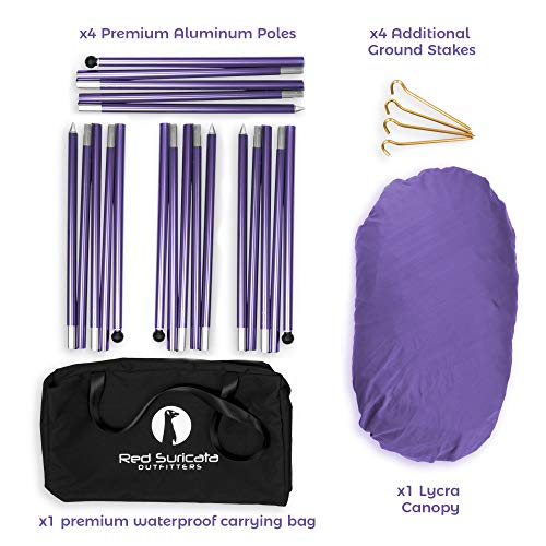 Red Suricata Family Beach Tent & Canopy, UPF50 Sun Shade, 4 Aluminum Poles, Sand Shovel, Large Portable Sun Shelter (Large, Purple) - color: Purple, size: Large 10' x 9'
