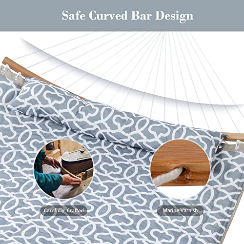 SUNCREAT Hammocks for Outside with Stand, Freestanding Hammock with Frame, 450 lbs Capacity, Grey Pattern - color: A-grey Pattern