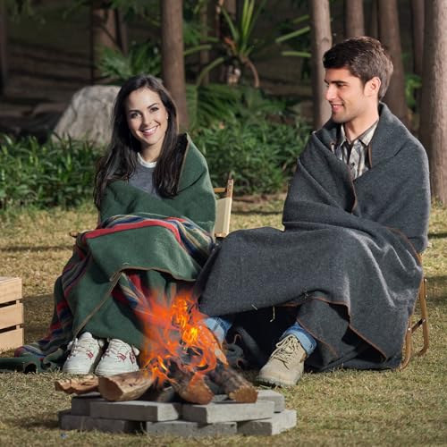 VEVOR Wool Camping Blanket, Large Warm Stadium Blanket, Flame Retardant, Great for Outdoors, Picnics, Hiking, Sports Events, Travel, Car & Bushcraft Survival Kits, 64" x 88", Light Grey Wool Blankets - color: Grey
