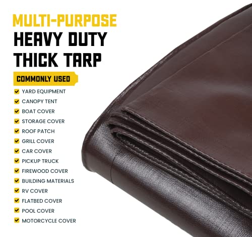 Core Tarps Classic 5 Mil Tarp Cover, Waterproof, UV Resistant, Rip and Tear Proof, Poly Tarpaulin with Reinforced Edges for Roof, Patio, Pool Cover, Boat (Brown/Black 6′ X 8′) - color: Brown/Black-5 Mil, size: 6′ X 8′