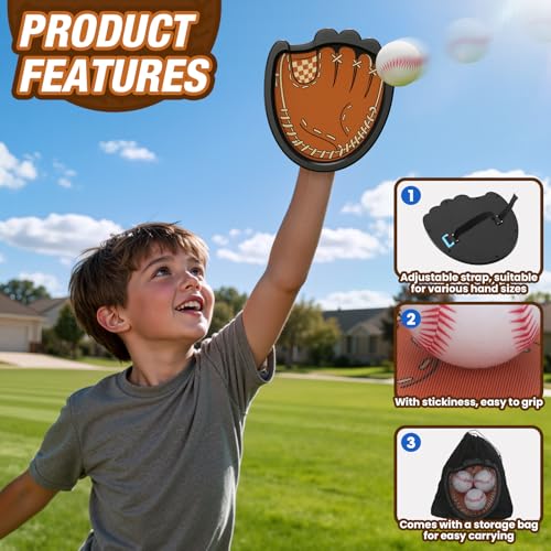 HYES Toss and Catch Ball Set, Outdoor Games for Kids, Beach Yard Camping Toys for Adult & Family, Kids Baseball Glove for 3 4 5 6 7 8+ Year Old Boys & Girls (2 Paddles & 3 Balls) - style: 2 pack
