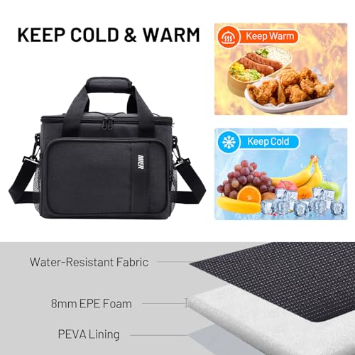 MIER Mens Lunchbox for Work Insulated 24 Cans/15L Large Lunch Bags Leakproof Adult Women Lunch Box Coolers for Travel Beach Picnic Office, Dark Gray - color: Gray