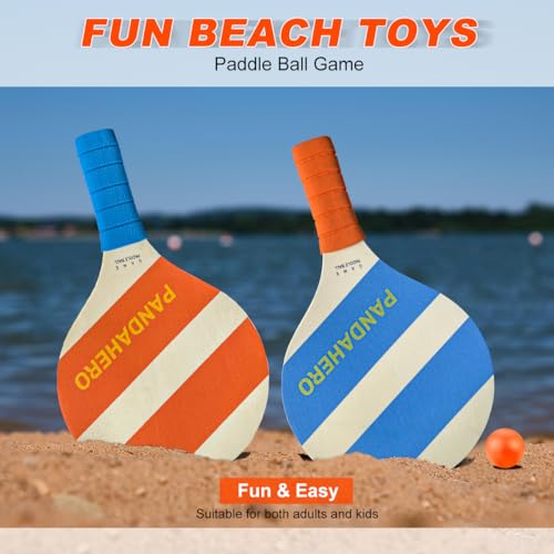 Pandahero Beach Paddle Ball Replacement Set - 12 Colorful High Visibility Waterproof Balls, Suitable for Smash Ball, Pro Kadima, and All Kinds of Outdoor Beach Paddle Games - style: 2 rackets+12 balls