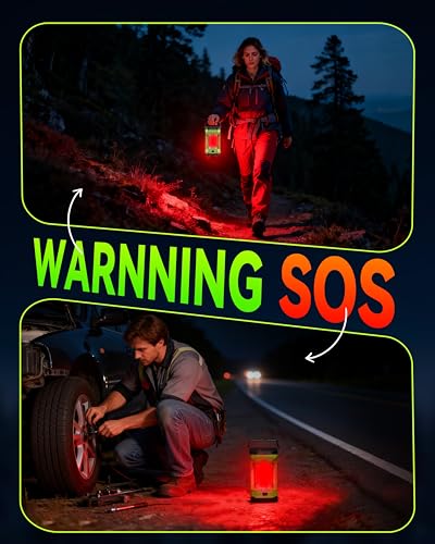 AlpsWolf Camping Lantern Rechargeable, 4000LM LED Lanterns for Power Outages, 4600mAh Super Bright Portabl Lantern & Lights for Emergency, Hurricane, Camping - style: Green-1 pack